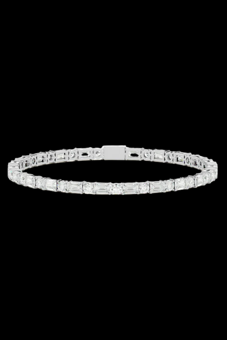 Tennis 1 CT VVS Moissanite Emerald & Round Cut Diamond Mixed Cut Unique Bracelet