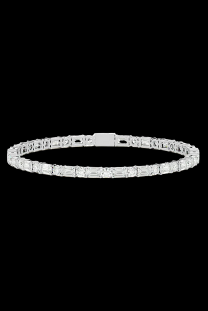 Tennis 1 CT VVS Moissanite Emerald & Round Cut Diamond Mixed Cut Unique Bracelet