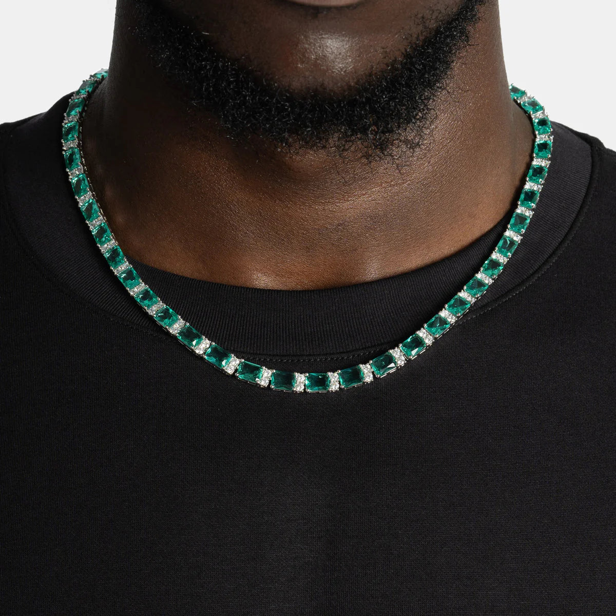 Moissanite VVS Round Diamond & Stone Emerald Cut Diamond Tennis Chain