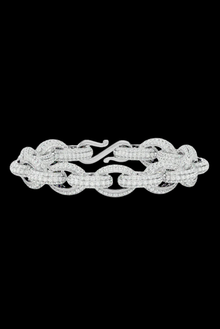 Custom Iced VVS Moissanite Prong Chain Link Bracelet