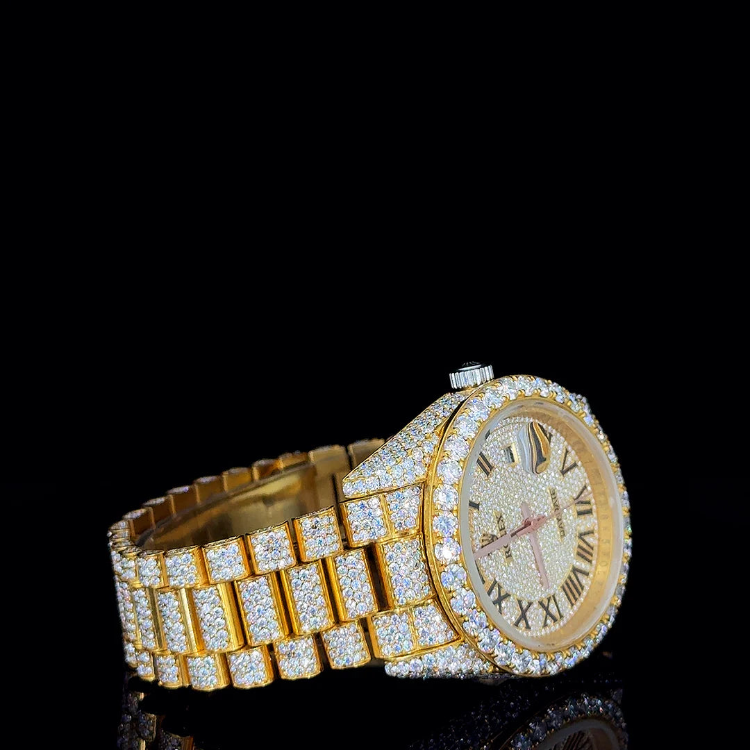 Rolex Two-Tone Oyster Bracelet Roman Dial Moissanite Diamond Luxury Watch