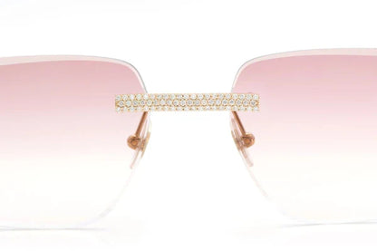Luxury Women Sunglasses Popular Rimless Diamonds Completely Iced Out Luxurious Men Designer Sunglasses