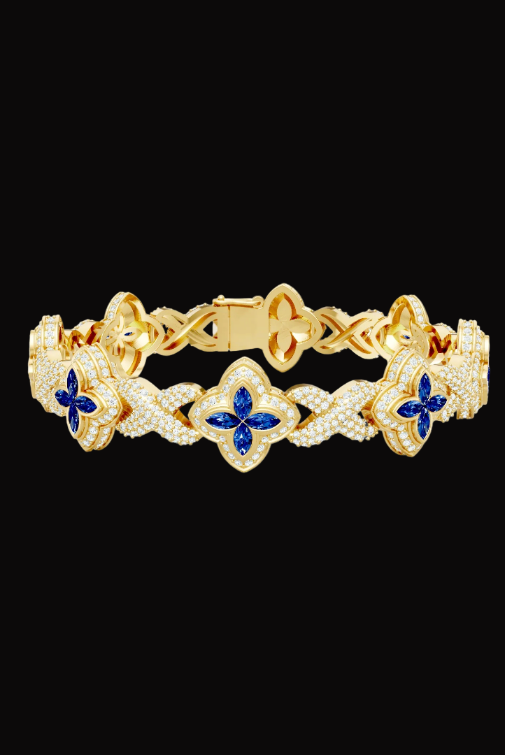 Round Blue Candy Enfinity Moissanite VVS Diamond Women's Bracelet