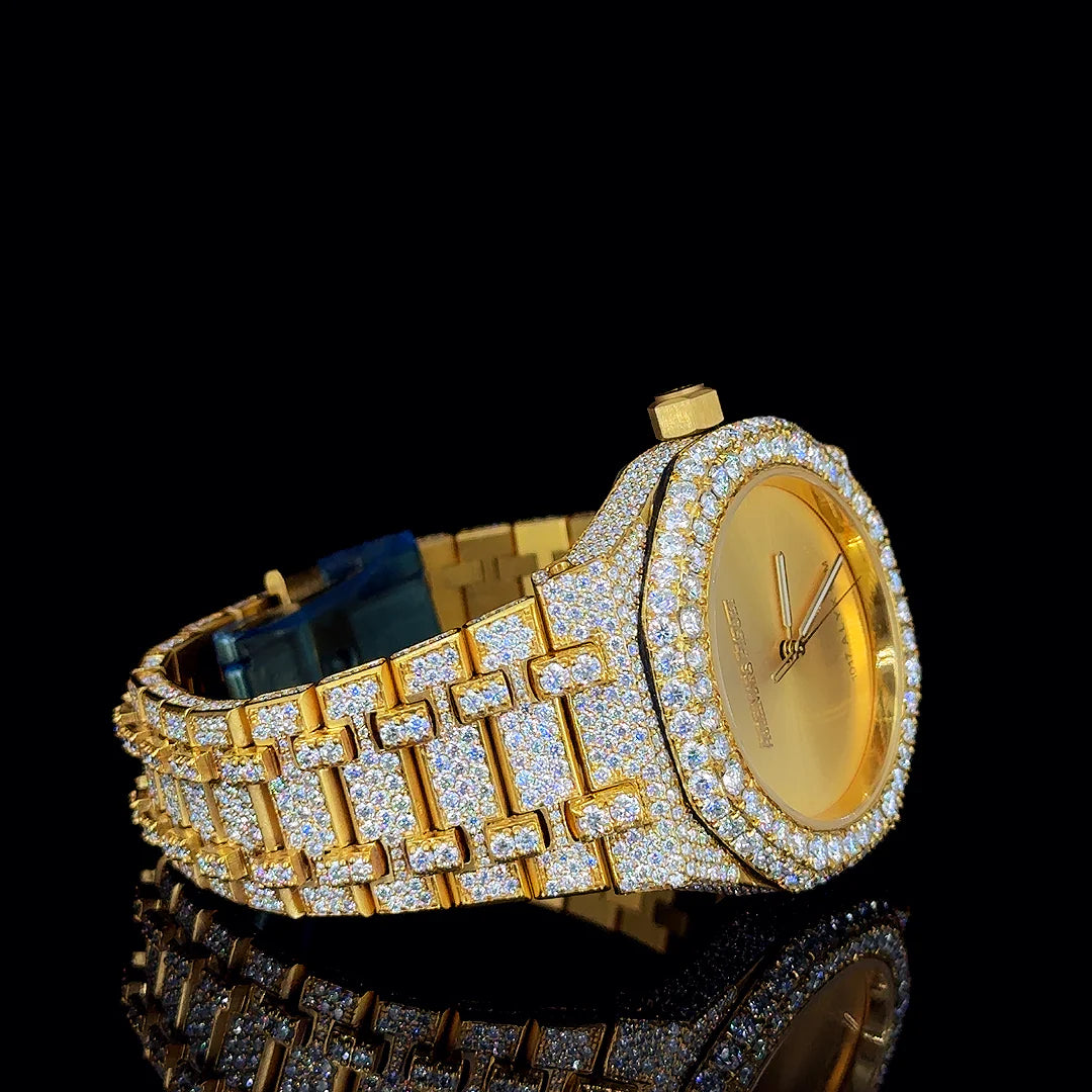 Audemars Piguet Two-Tone Full Gold Dial Moissanite Diamond Luxury Watch