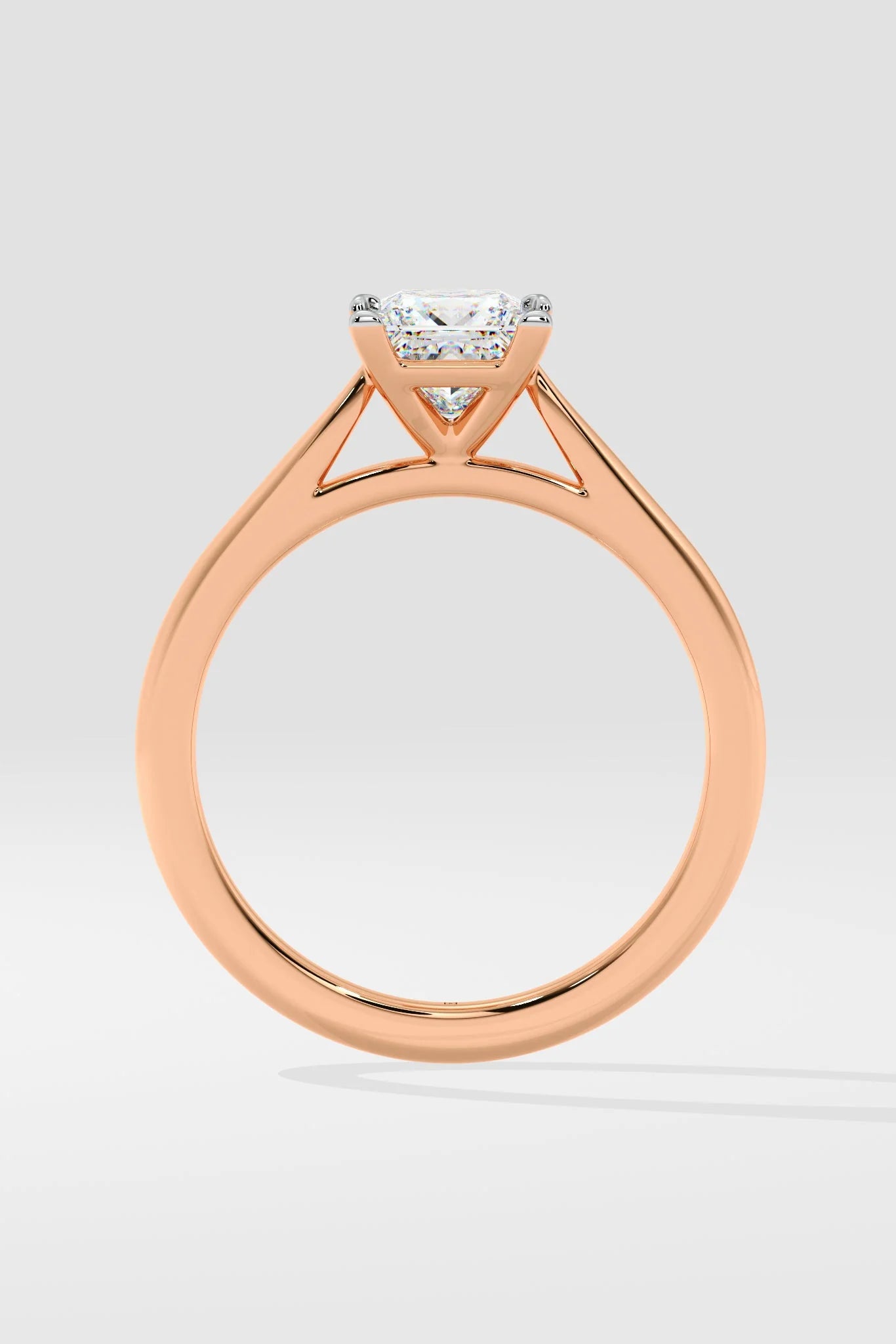 1 CT Princess Cut Lab Grown Diamond Prong Set Simple Solitaire Ring