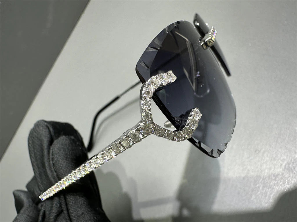 Luxury Handmade Setting and Pass Diamond Tester VVS Moissanite Diamond Sunglasses for Men Women