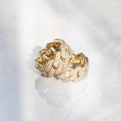 Moissanite Diamond Cuban Link Design Eternity Diamond Rings
