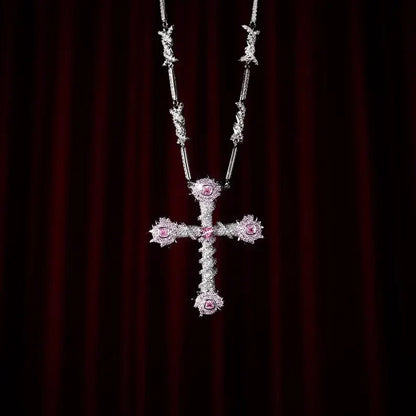 Moissanite VVS Diamond Sterling Silver Luxury Custom Design Cross Chain Pendant