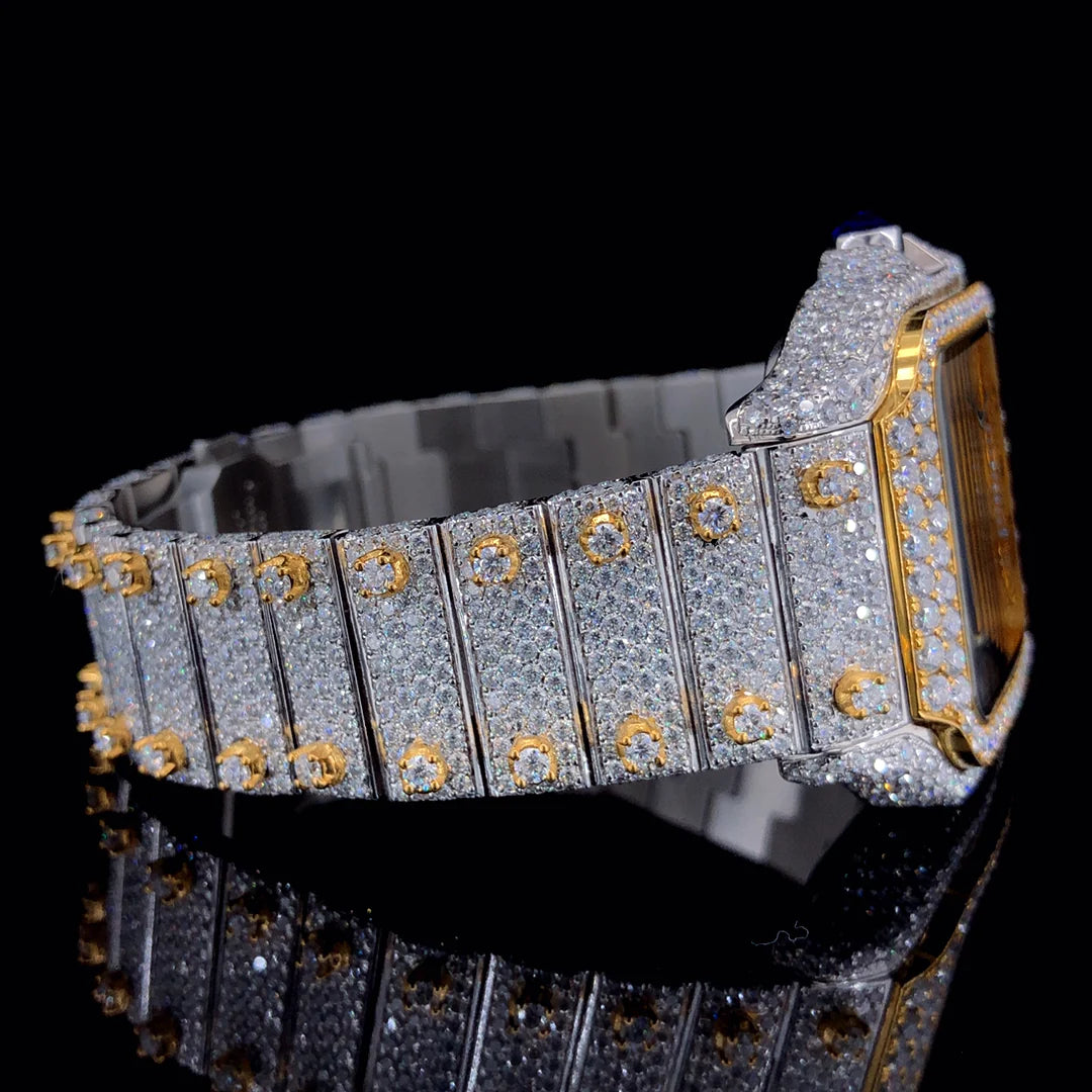 Luxury Cartier Two-Tone Gold Moissanite Diamond Watch