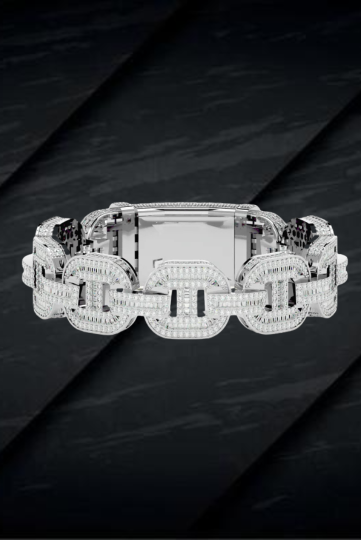 Fully Iced Chain Link Moissanite VVS Diamond Bracelet