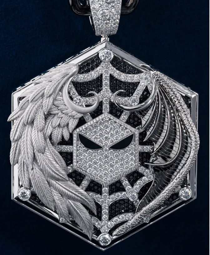 Moissanite VVS Diamonds Sterling Silver Spider Web Custom Pendant