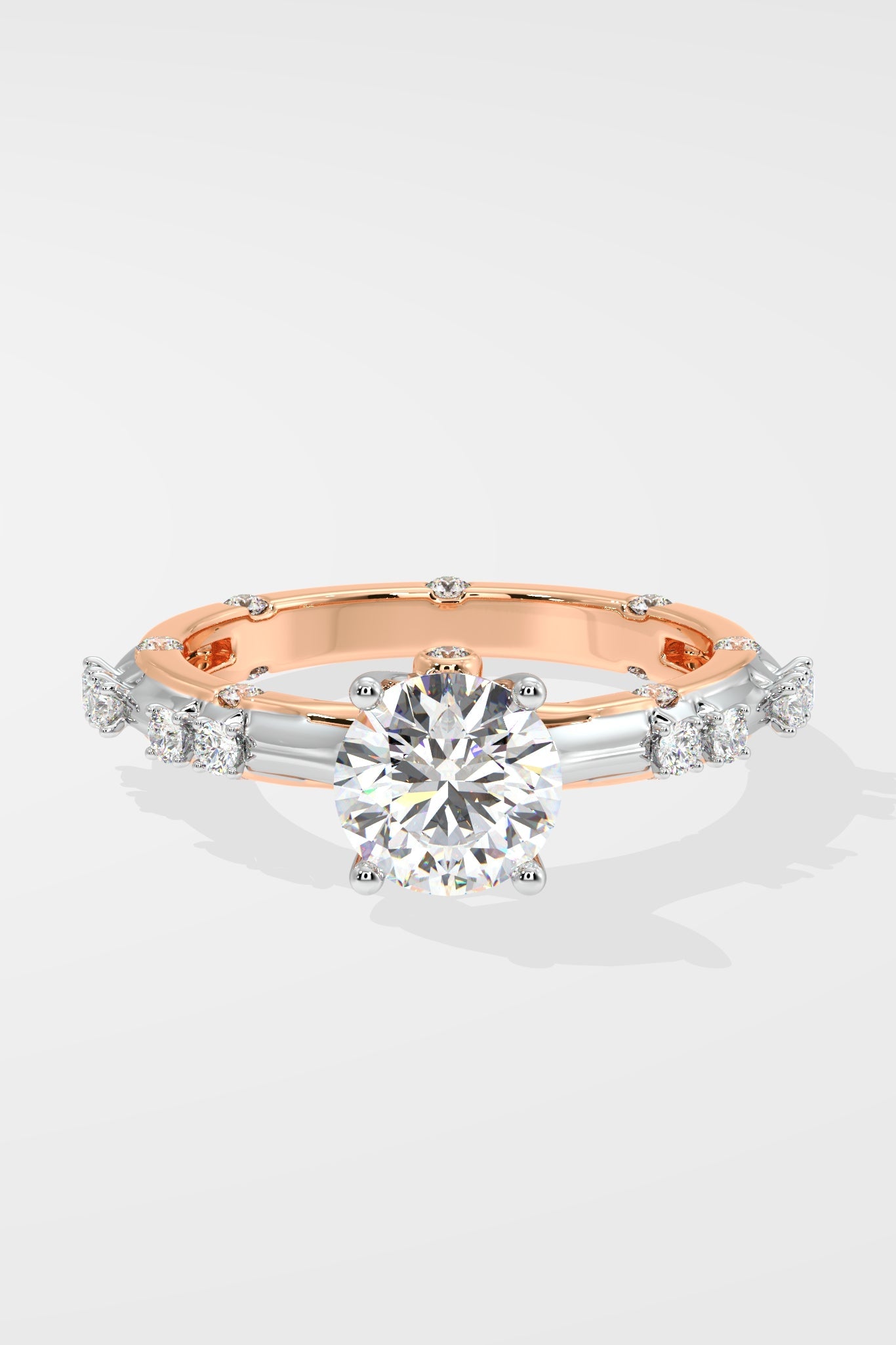 1.5 CT Lab Grown Diamond Pave Set Solitaire Engagement Diamond Ring