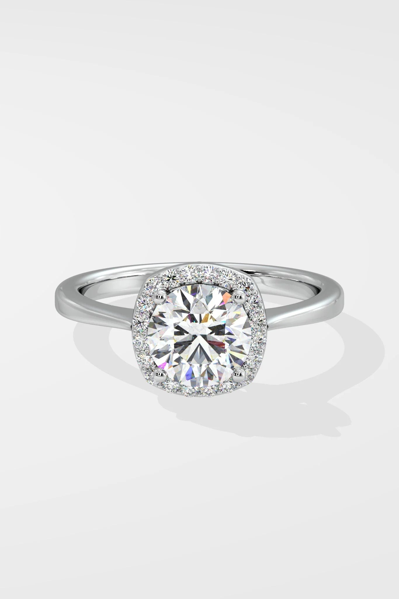 Round 1.5 CT Lab Grown Diamond Halo Cushion-Set Solitaire Ring