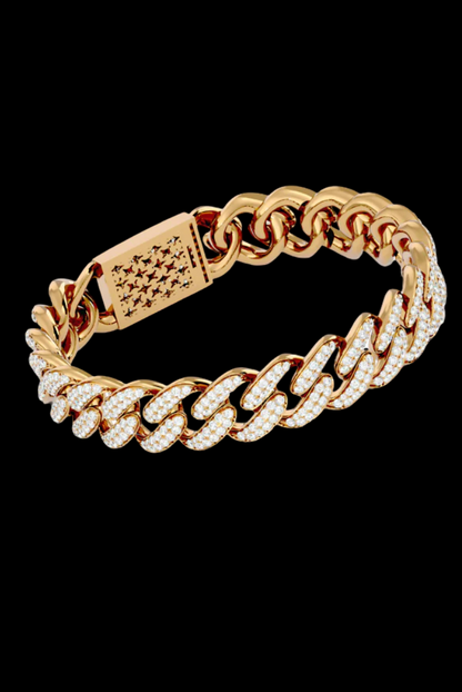 Round Cuban Miami Link Iced Out Moissanite VVS Diamond Bracelet