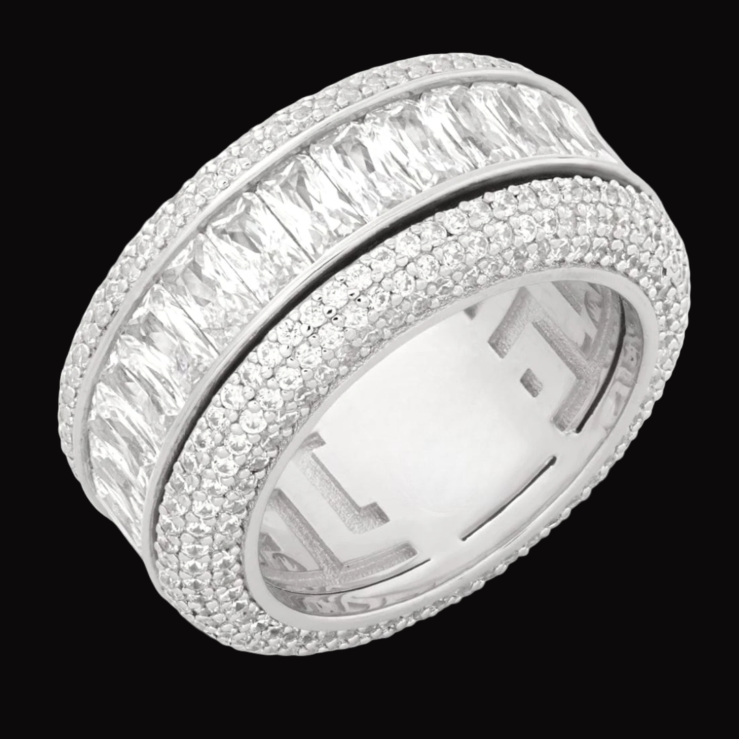 Luxury Moissanite VVS Diamond Emerald Shape Iced Ring