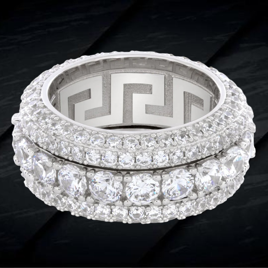 Luxury Iced Out Moissanite VVS Round Diamond Band Ring
