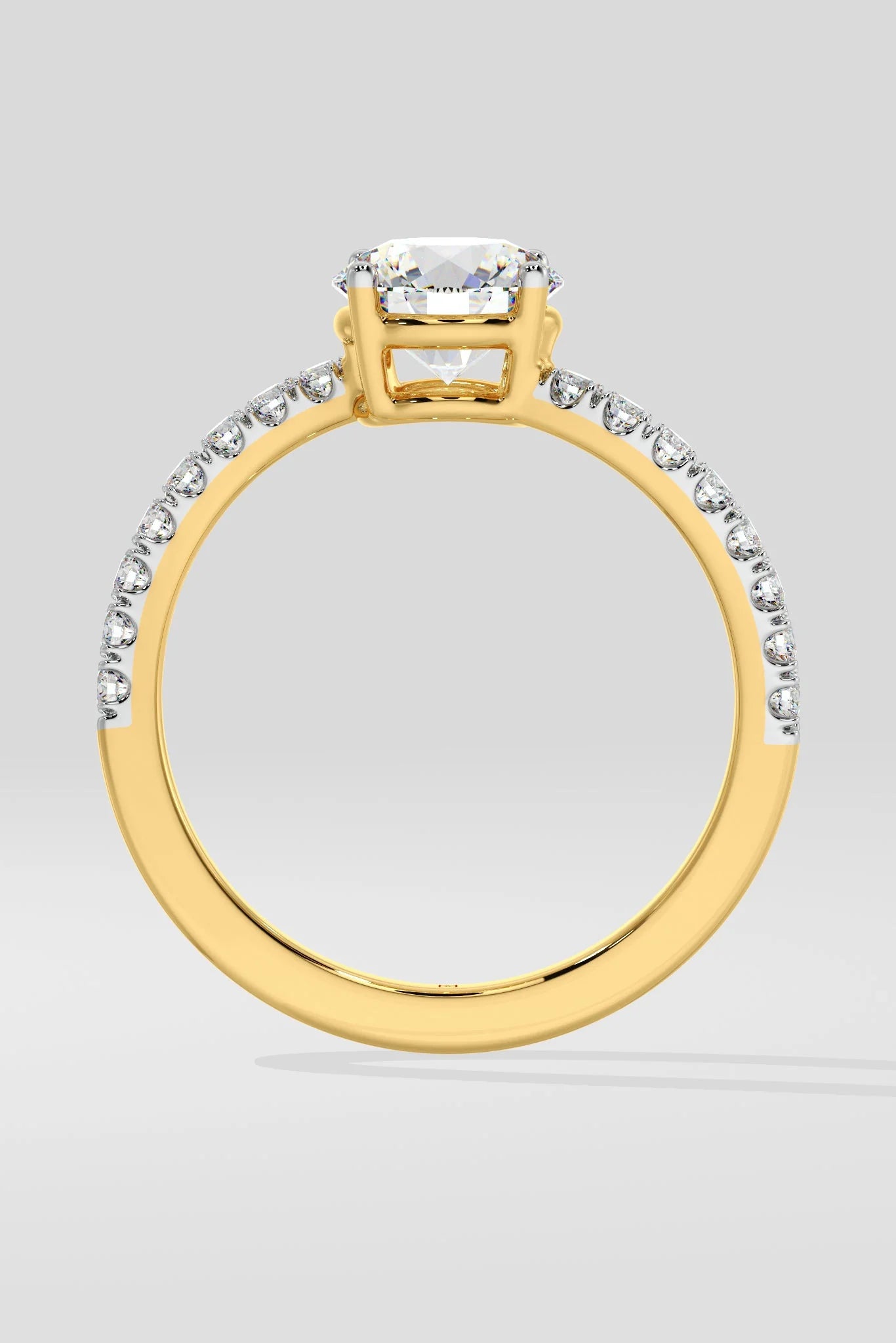 1.0 CT Round Cut Lab Grown Diamond Pave Set Solitaire Ring