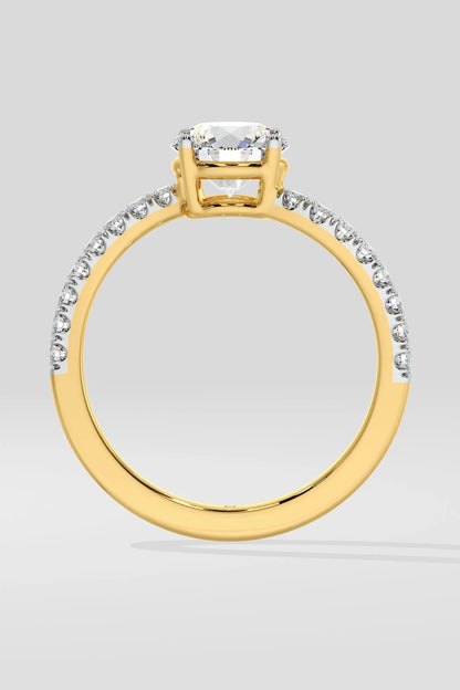 1.0 CT Round Cut Lab Grown Diamond Pave Set Solitaire Ring