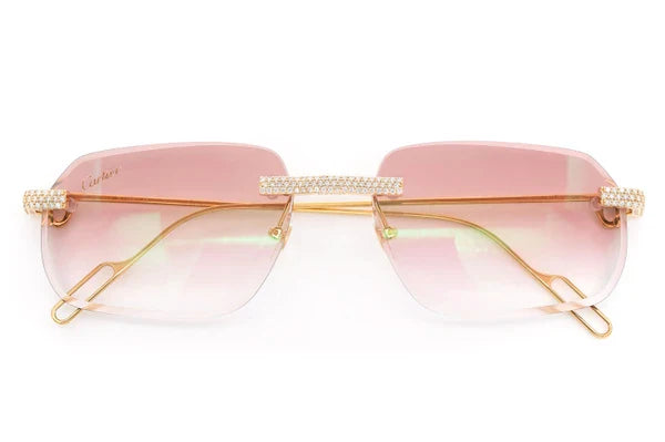 Luxury Women Sunglasses Popular Rimless Diamonds Completely Iced Out Luxurious Men Designer Sunglasses