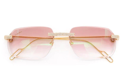 Luxury Women Sunglasses Popular Rimless Diamonds Completely Iced Out Luxurious Men Designer Sunglasses