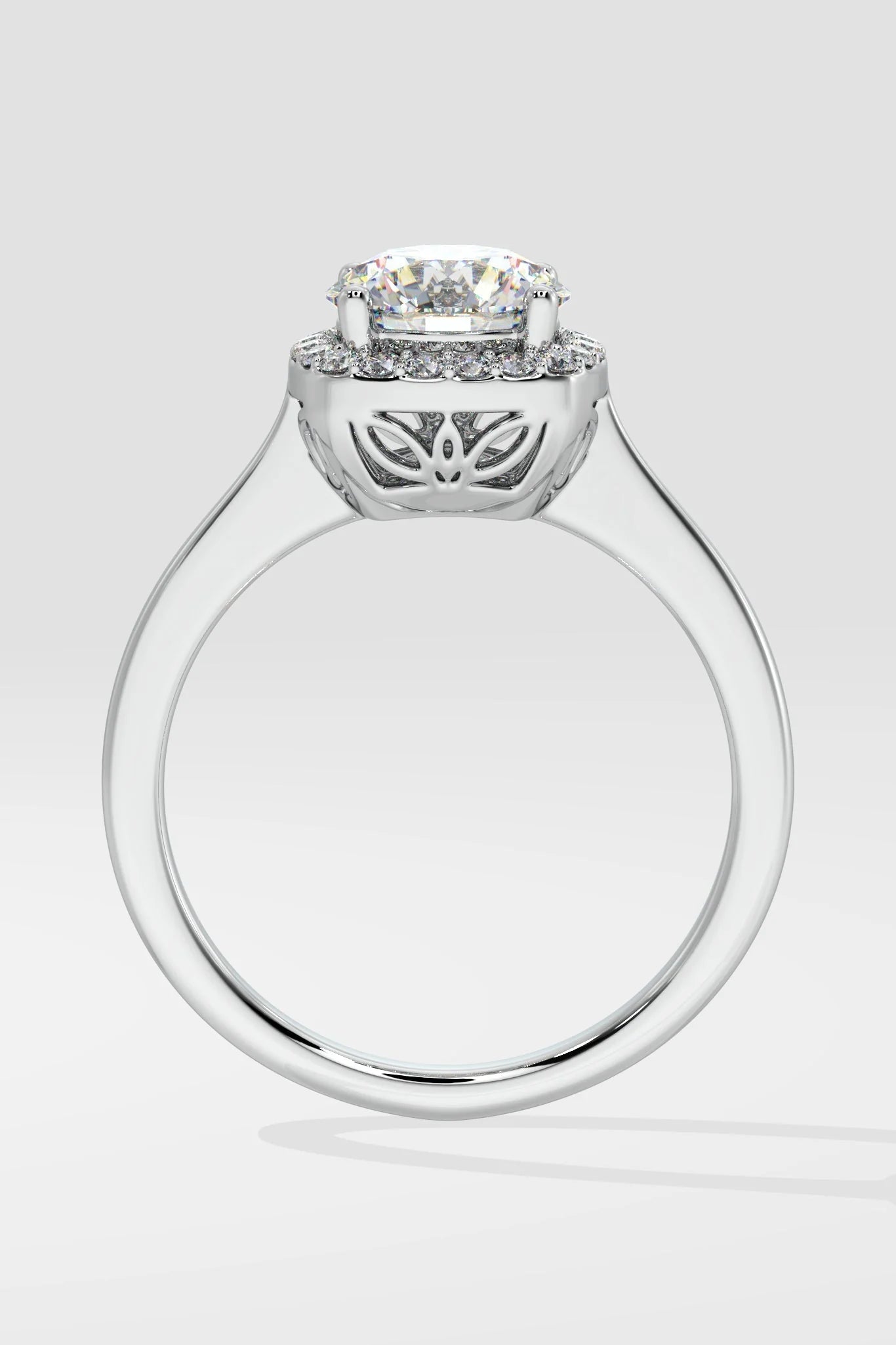 Round 1.5 CT Lab Grown Diamond Halo Cushion-Set Solitaire Ring