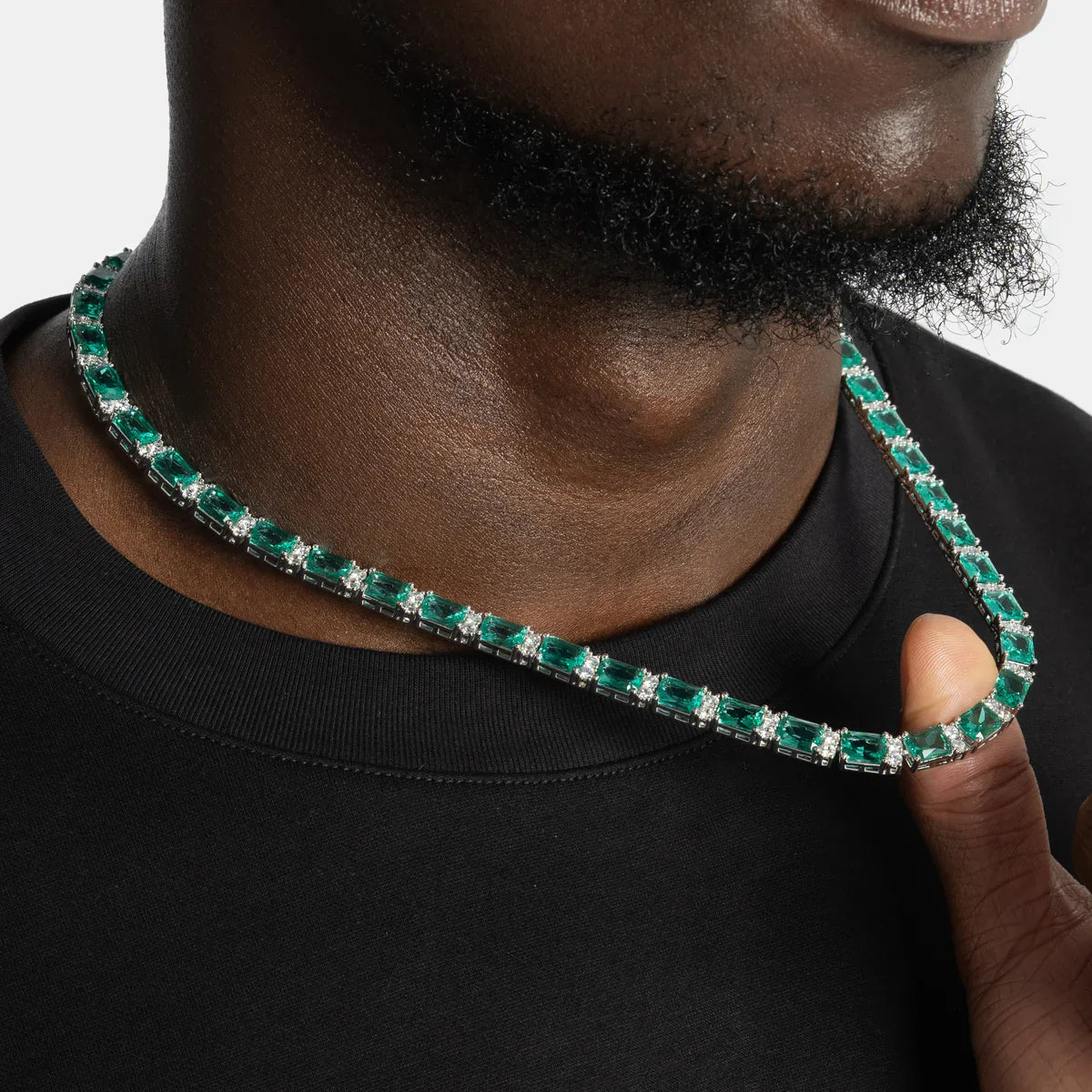 Moissanite VVS Round Diamond & Stone Emerald Cut Diamond Tennis Chain