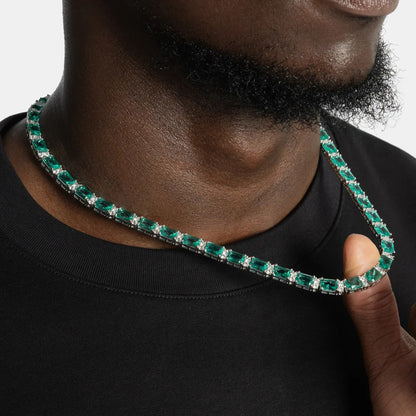 Moissanite VVS Round Diamond & Stone Emerald Cut Diamond Tennis Chain