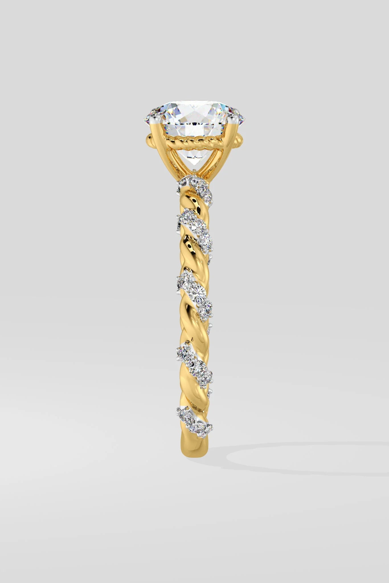 1 CT Round Cut Lab Grown Diamond Twist Diamonds Solitaire Engagement Ring