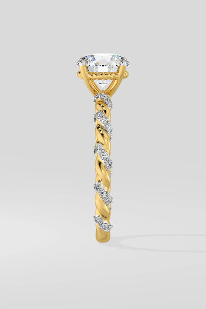 1 CT Round Cut Lab Grown Diamond Twist Diamonds Solitaire Engagement Ring