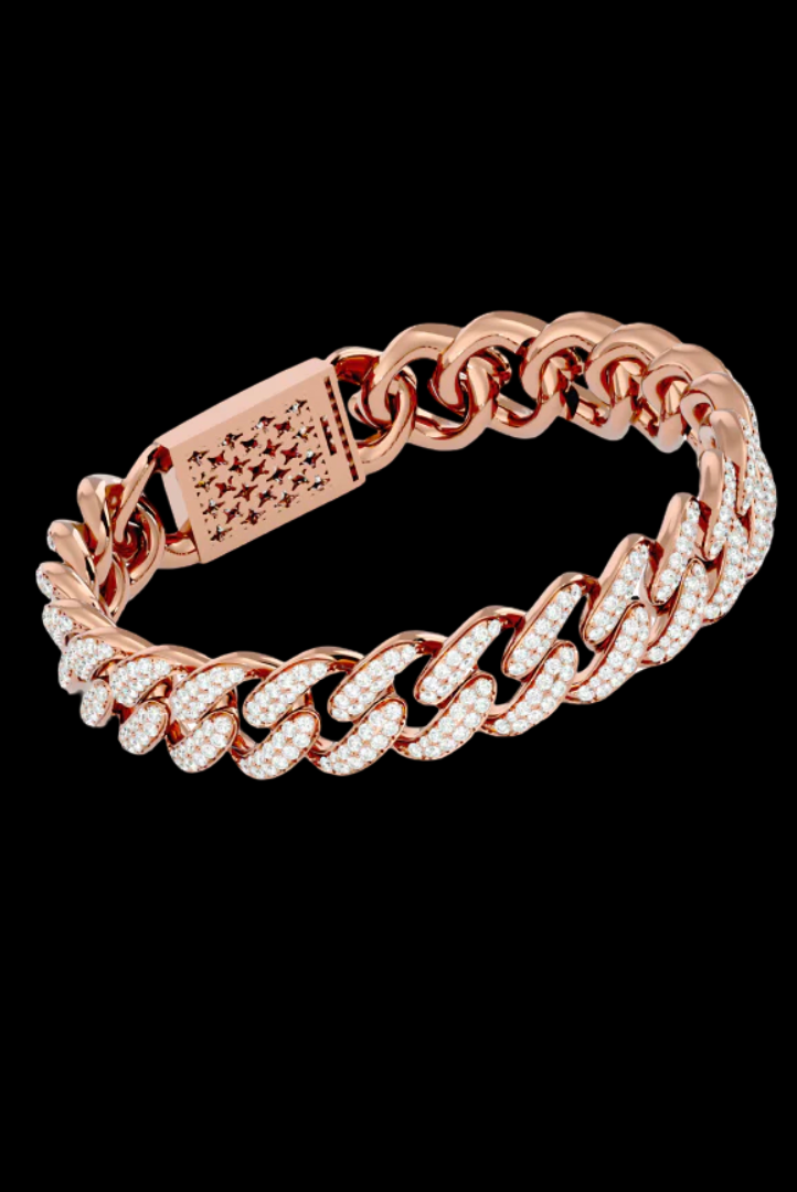 Round Cuban Miami Link Iced Out Moissanite VVS Diamond Bracelet