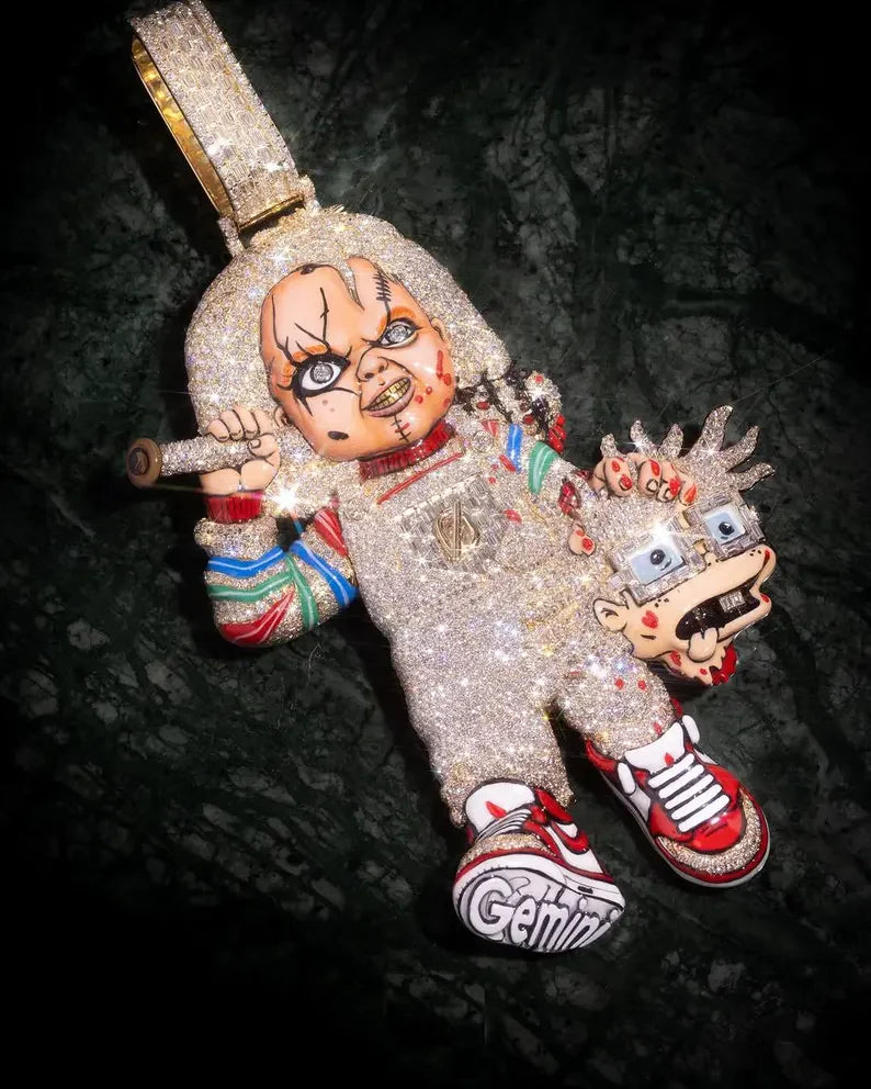 Iced Out Moissanite VVS Diamond 925 Silver Chucky Horror Custom Pendant