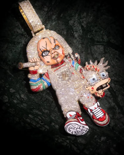 Iced Out Moissanite VVS Diamond 925 Silver Chucky Horror Custom Pendant