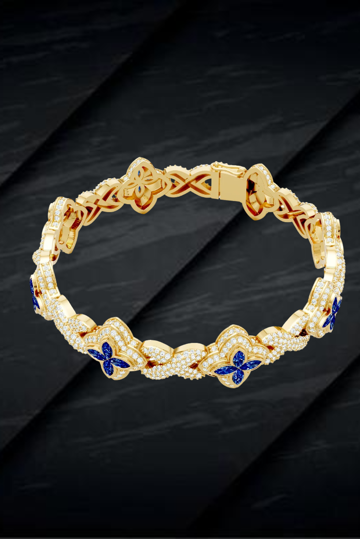 Round Blue Candy Enfinity Moissanite VVS Diamond Women's Bracelet