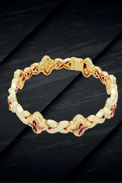 Moissanite VVS Diamond Pink Candy Enfinity Link Women's Beautiful Bracelet
