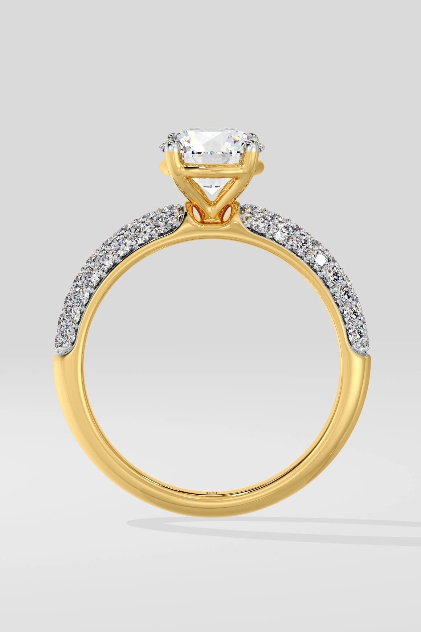 1.5 CT Lab Grown Diamond Pave Set Solitaire Engagement Diamond Ring
