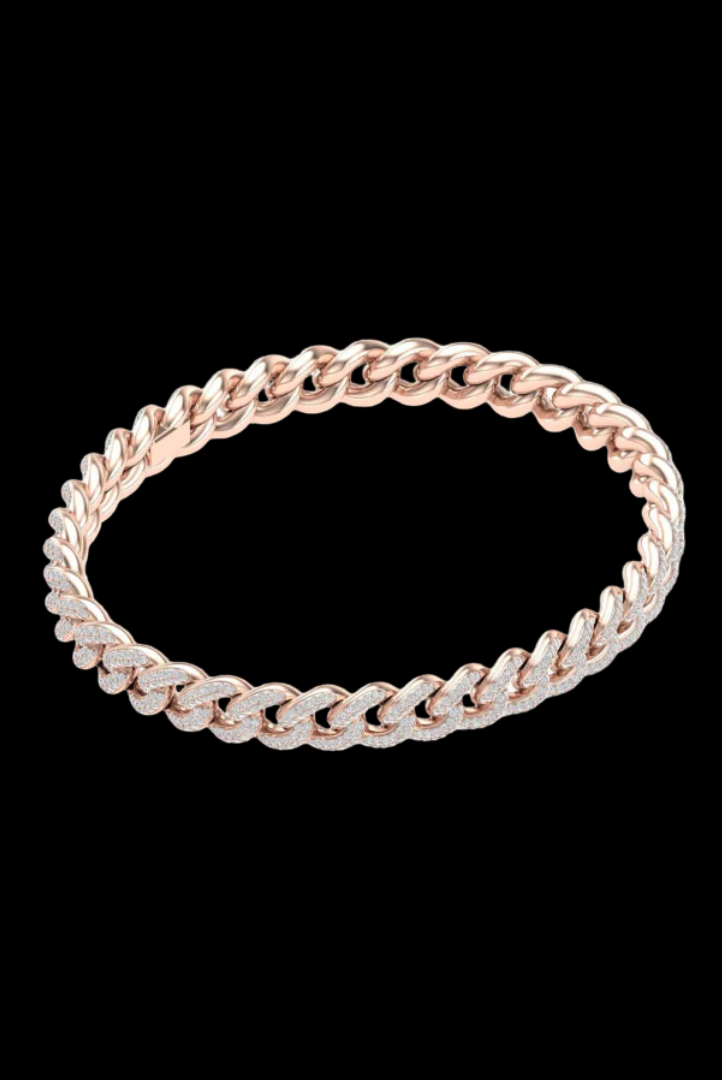 Cuban Link Round Moissanite VVS Diamond Bracelet