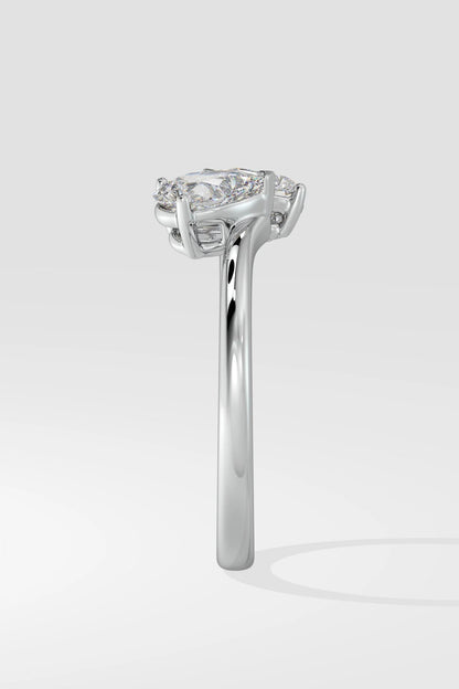 0.6 CT Pear Cut Lab Grown Diamond Solitaire Unique Design Daily Wear Ring