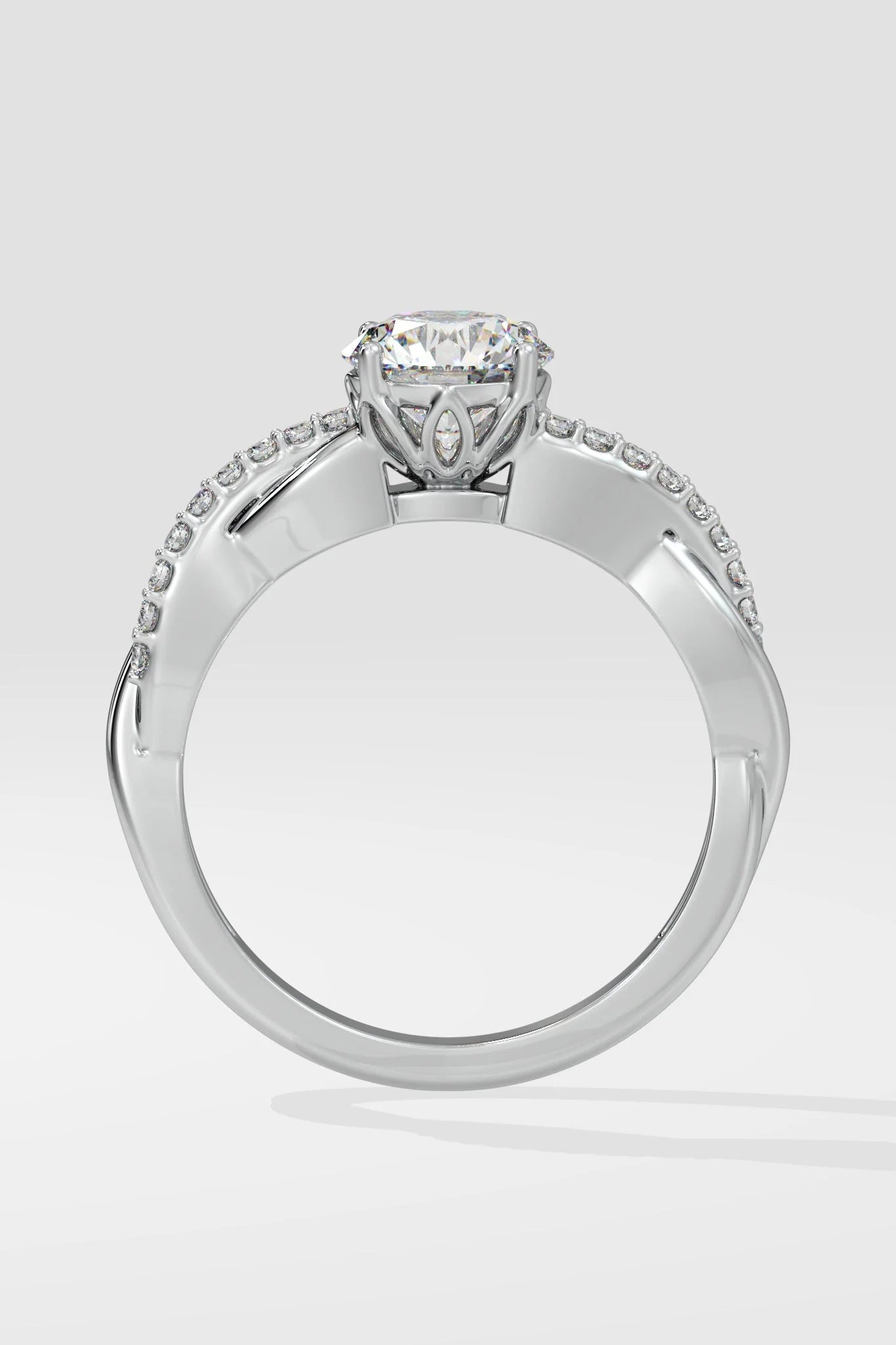 Round 1.0 CT Lab Grown Diamond Eternity Band Custom Design Solitaire Ring
