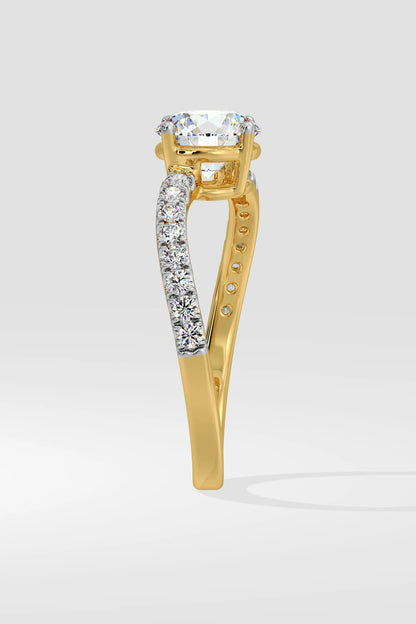 1.0 CT Round Cut Lab Grown Diamond Pave Set Solitaire Ring