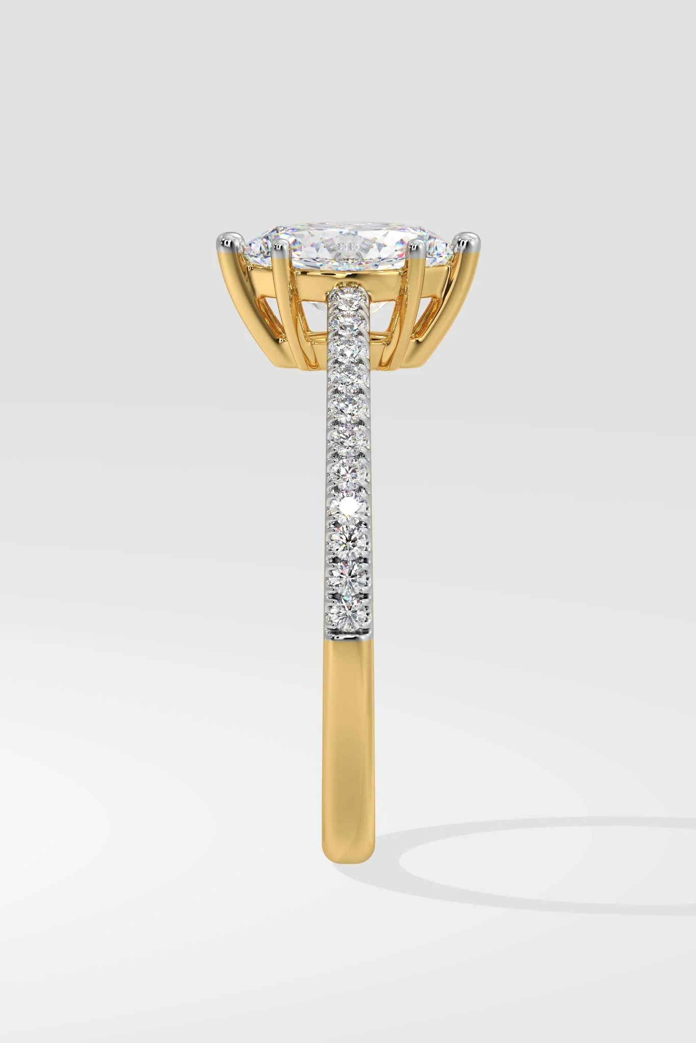 Elegant 1 CT Marquise-Cut Lab-Grown Diamond 6-Prong Pave-Set Solitaire Ring