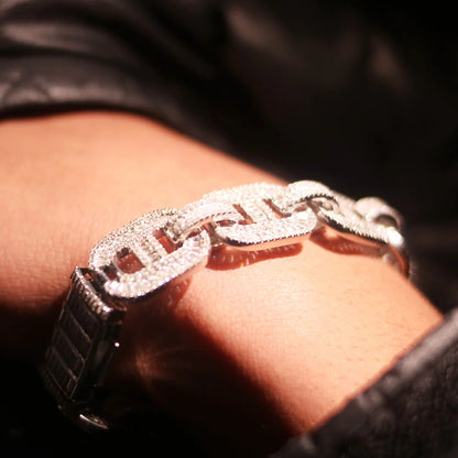 Fully Iced Chain Link Moissanite VVS Diamond Bracelet