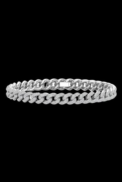 Cuban Link Round Moissanite VVS Diamond Bracelet