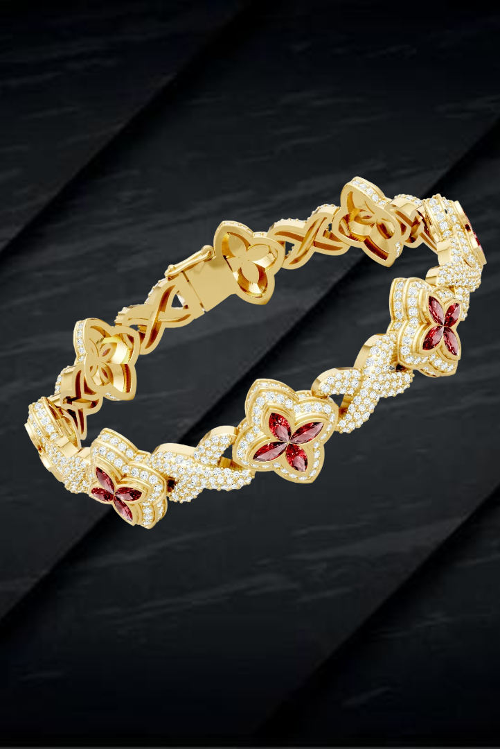 Moissanite VVS Diamond Pink Candy Enfinity Link Women's Beautiful Bracelet