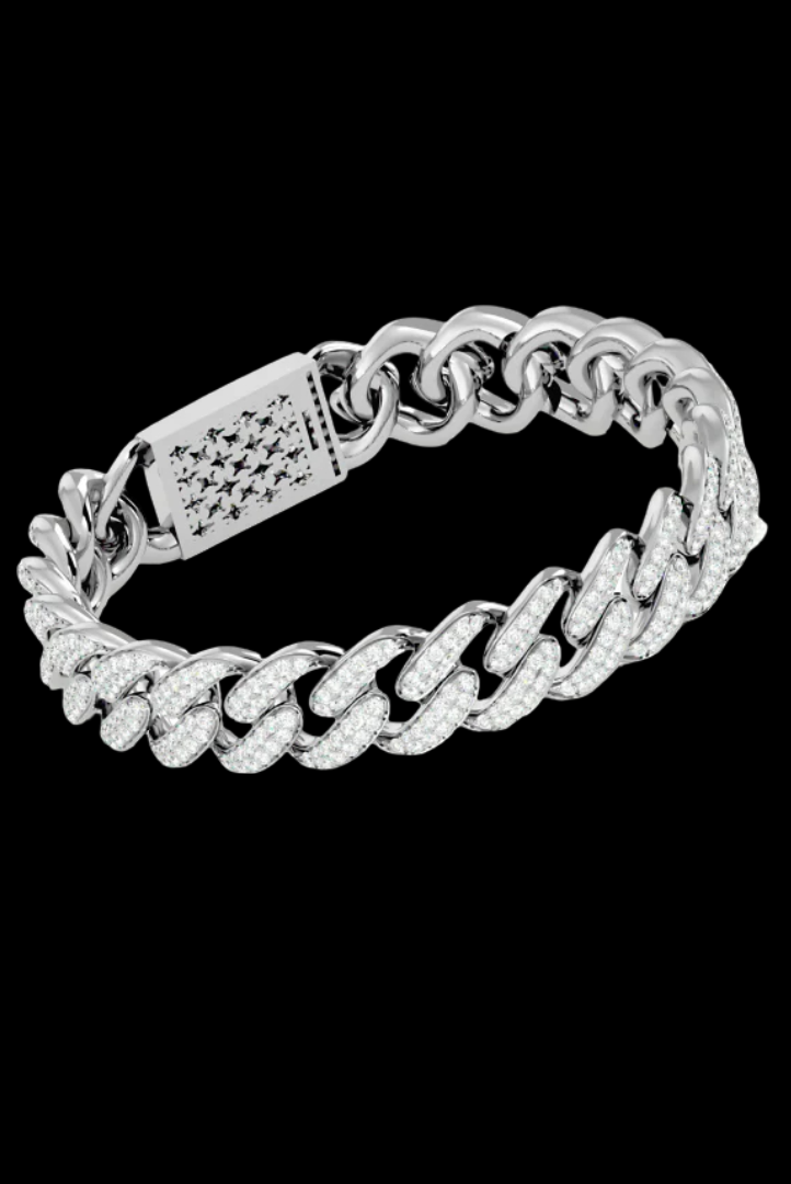 Round Cuban Miami Link Iced Out Moissanite VVS Diamond Bracelet
