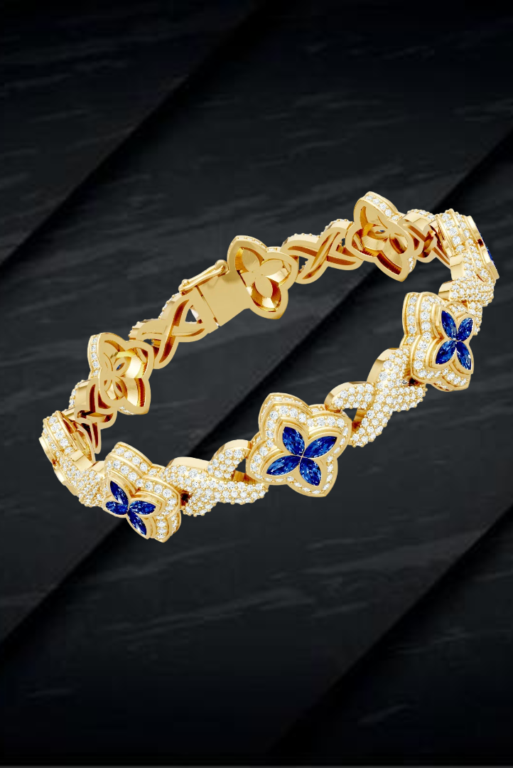 Round Blue Candy Enfinity Moissanite VVS Diamond Women's Bracelet