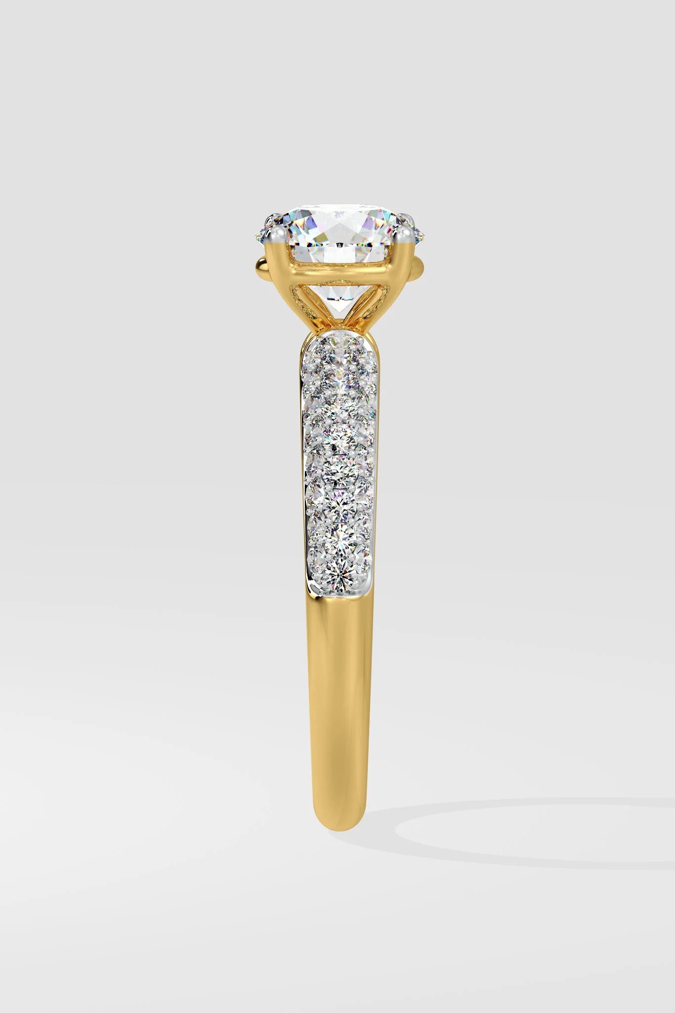 1.5 CT Lab Grown Diamond Pave Set Solitaire Engagement Diamond Ring