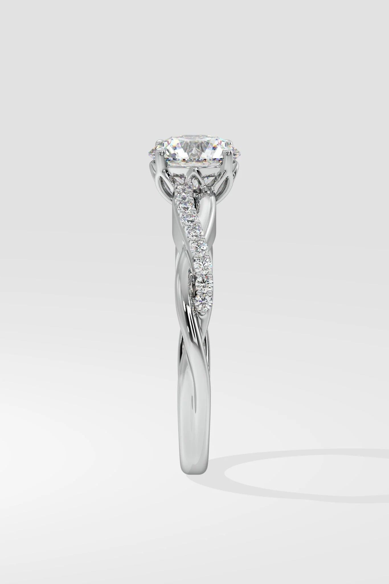 Round 1.0 CT Lab Grown Diamond Eternity Band Custom Design Solitaire Ring