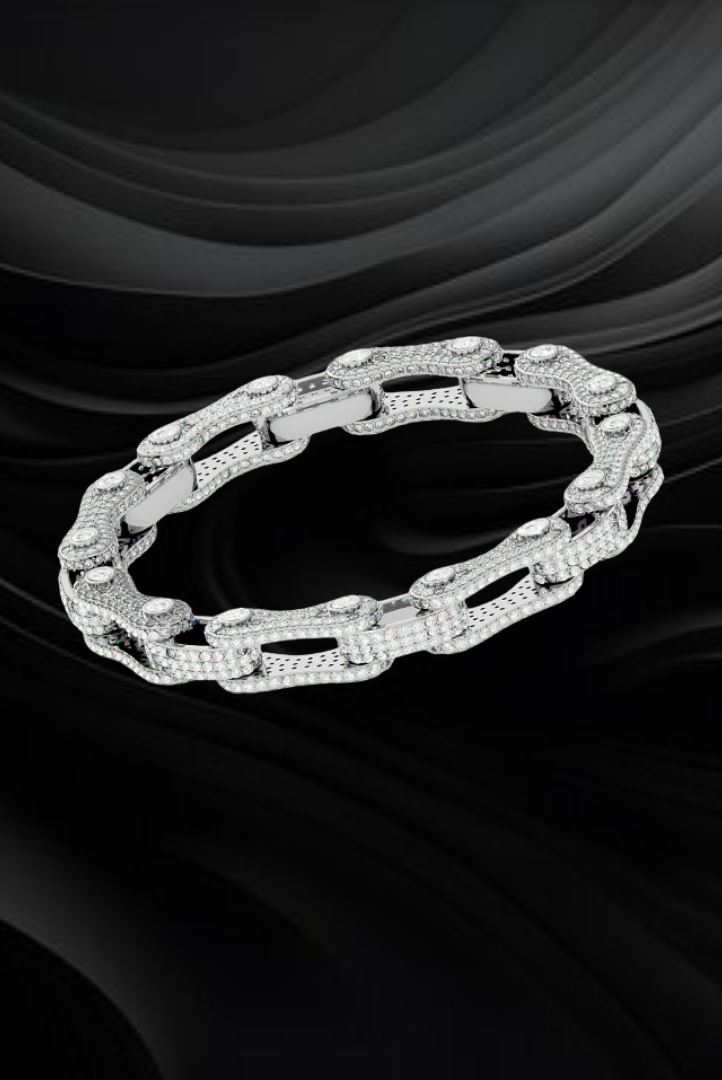 Moissanite VVS Diamond Round Chain Type Link Bracelet