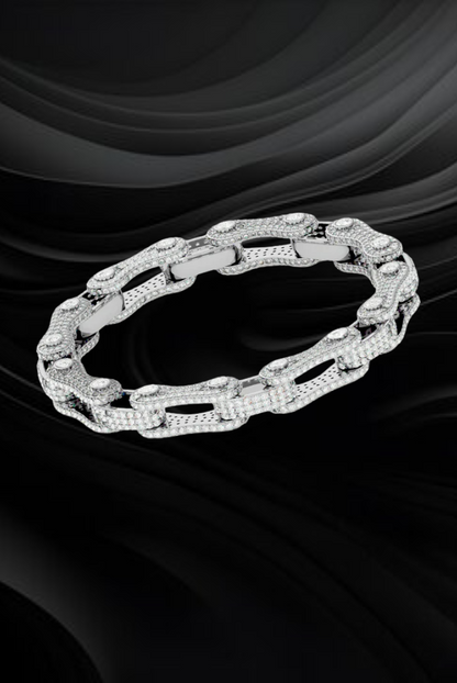 Moissanite VVS Diamond Round Chain Type Link Bracelet