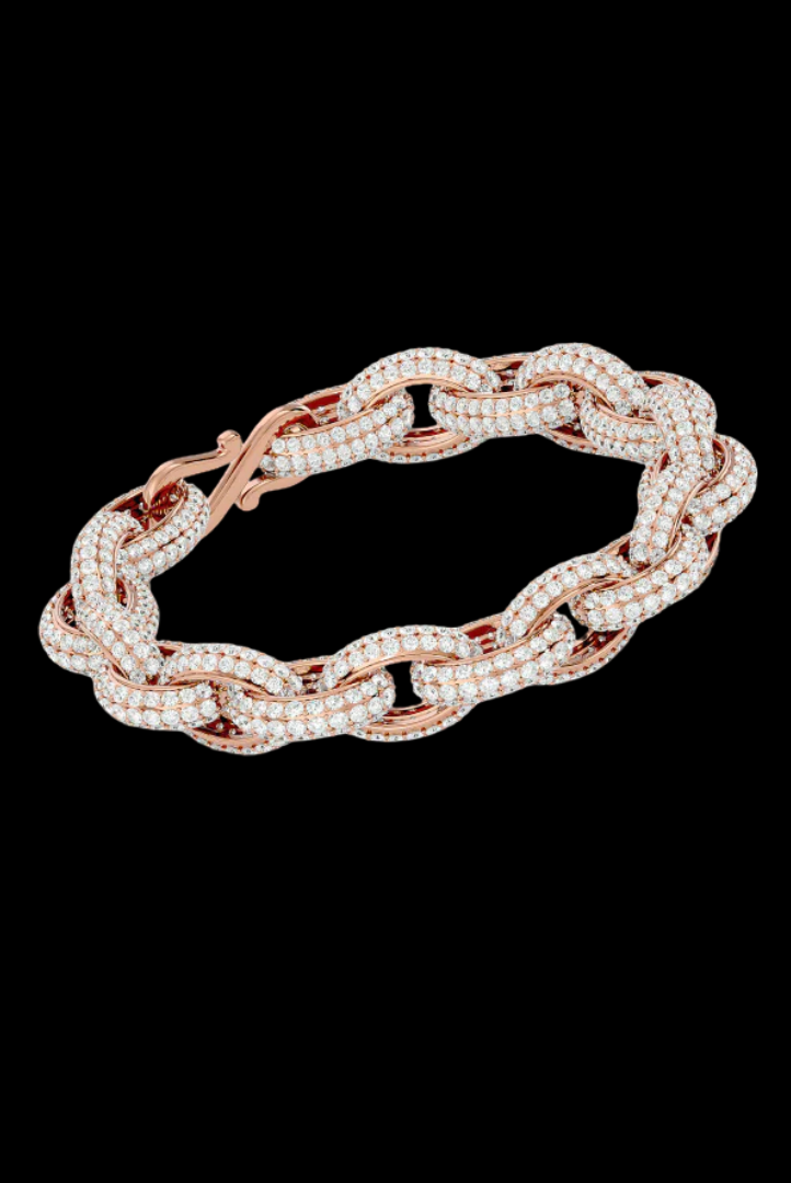 Custom Iced VVS Moissanite Prong Chain Link Bracelet